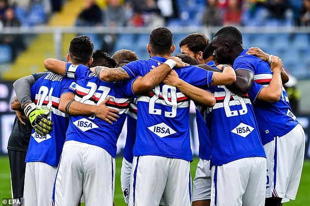 Four Sampdoria players in Italy test positive for Coronavirus