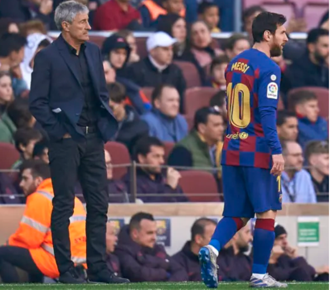 Barcelona Coach, Quique Setien Hits Back At Lionel Messi For Saying They Can’t Win The Champions League Playing In His Style