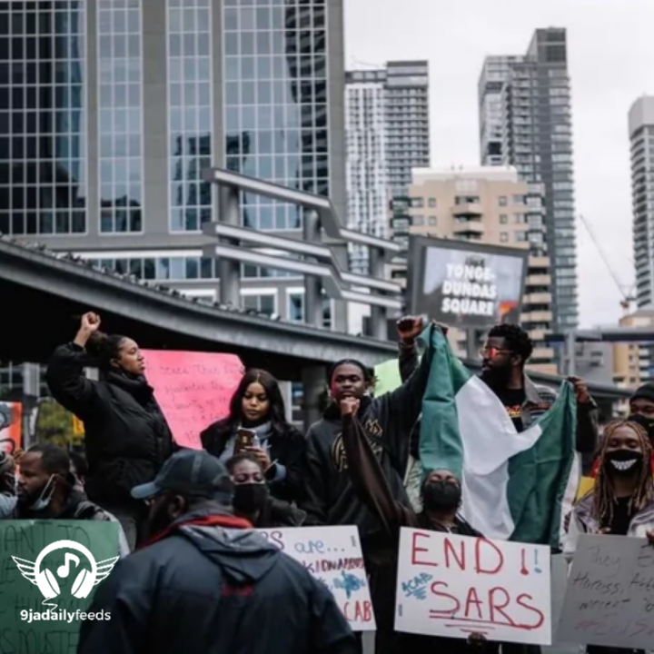 Nigerian Singer, Dice Ailes leads #EndSars protest in Canada