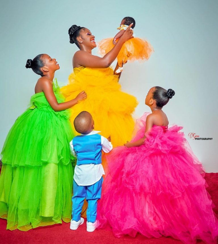 Actress Chacha Eke Faani poses with her children in beautiful new photos