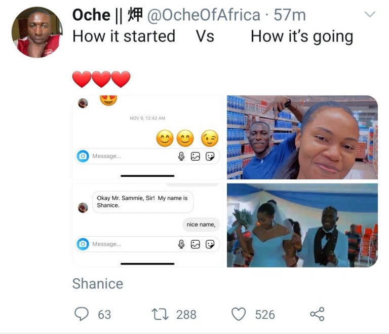 How it started vs how it’s going: Nigerian man marries beautiful American woman after she sent him a DM shooting her shot