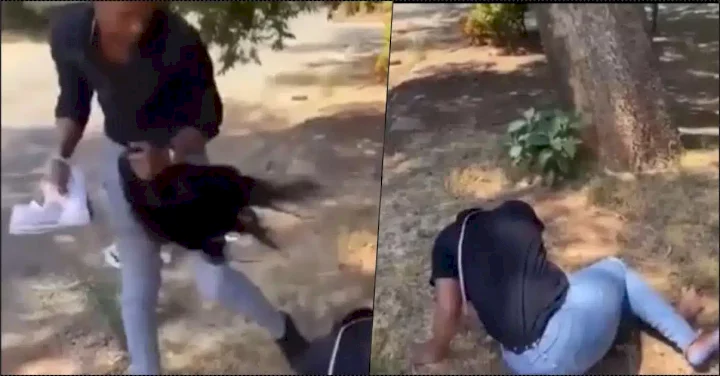 Man publicly embarrasses girlfriend after catching her cheating (Video)