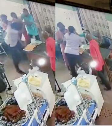 Moment Nurse slapped male doctor and he retaliated with two slaps (video)
