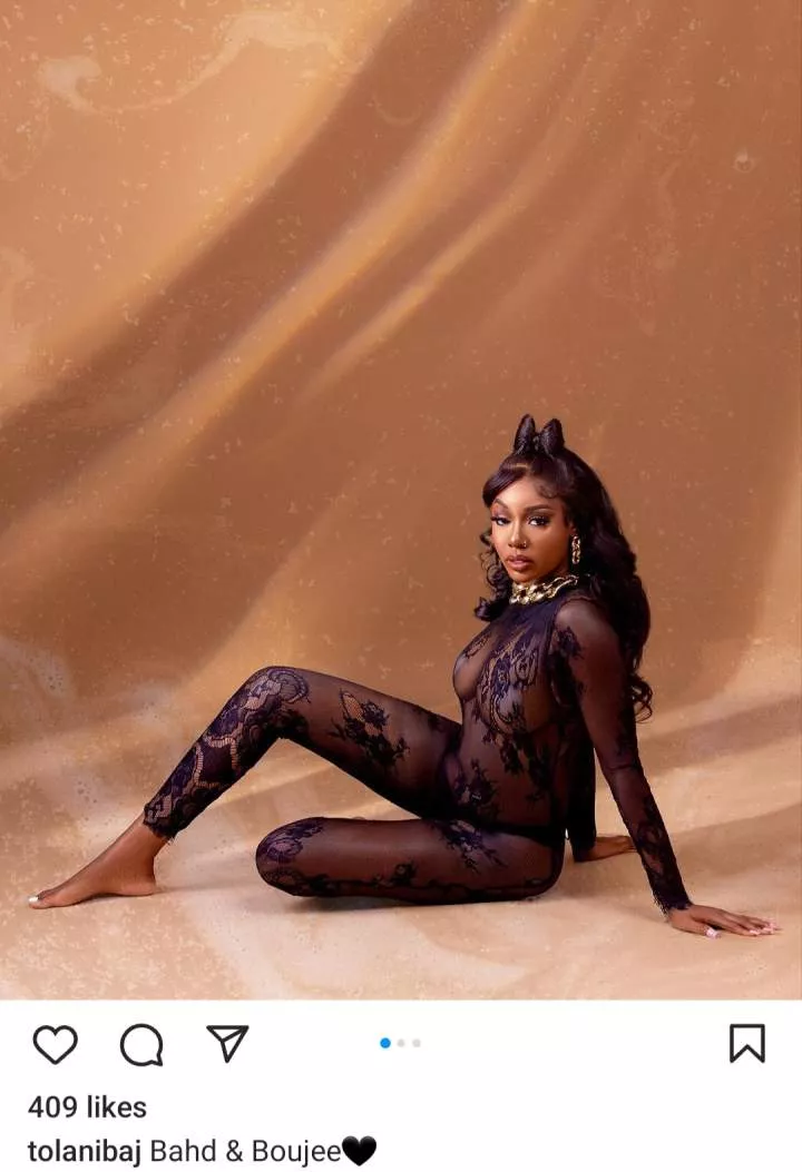 Tolani Baj gives followers an eyeful as she poses in see-through one-piece